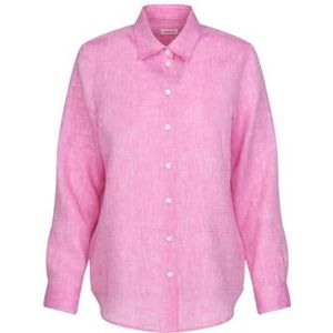 Seidensticker Damesblouse - Fashion Blouse - Regular Fit - Hemdblousekraag - Lange mouwen - 100% linnen, roze, 38