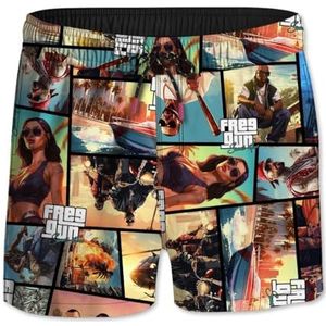 FREEGUN Zwembroek voor jongens, sneldrogend, zwemshorts voor kinderen, mesh aan de binnenkant en zijzakken, geel/oranje/turquoise/zwart, 8-10 Jaren