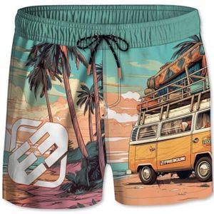 FREEGUN Zwembroek voor jongens, sneldrogend, zwemshorts voor kinderen, mesh aan de binnenkant en zijzakken, geel/oranje/turquoise/zwart, 8-10 Jaren