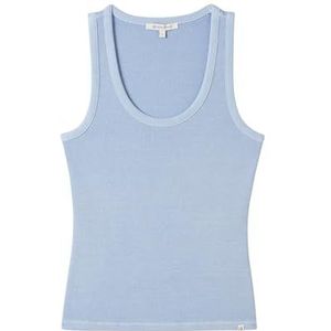 TOM TAILOR Denim Basic tanktop voor dames met ribstof, 17451 - Dusty Cornflower, M