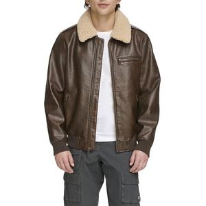 Levi's Aviator bomberjack van imitatieleer met sherpa-kraag, Bruin, L