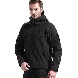 FREE SOLDIER Heren Winter Waterdichte Jas Tactische Militaire Softshell Jassen Fleece Voering Running Jacht Jas Met Capuchon (zwart, 3XL)