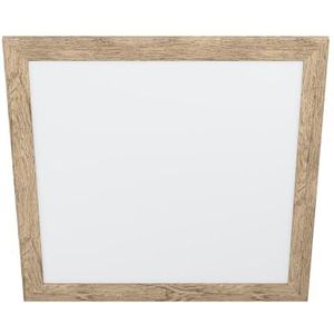 EGLO Plafondlamp Piglionasso met houten deco frame, LED-paneel van hout in lichtbruin gevlamd, lamp plafond voor keuken, kantoor of hal, neutraal wit, L x B 64,5 cm