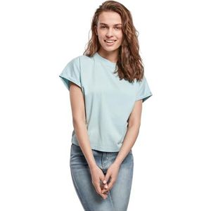 Urban Classics Dames T-Shirt Ladies Short Pigment Dye Cut On Sleeve Tee, top voor vrouwen in vele kleuren, maten XS - 5XL, seablue, 4XL
