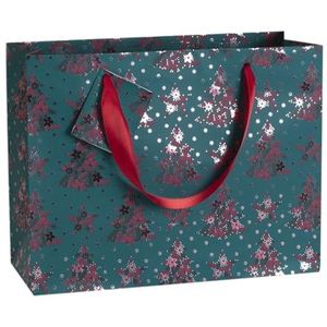 Clairefontaine 212904Cpack – 5 stuks premium geschenkzakjes – Shopping formaat – 32 x 13 x 24,5 cm – 210 g – motief: dennenbomen met groene achtergrond – geschenkverpakking, ideaal voor: