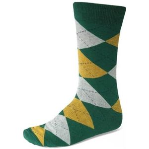 tiemart Men's Socks, One Pair (Hunter Green and Gold Argyle)