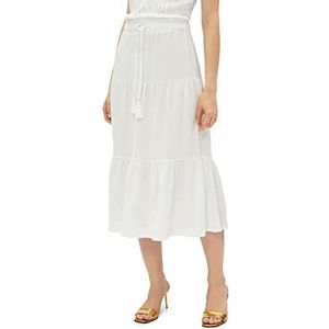 Koton Dames trekkoord diered midi rok, gebroken wit (001), L