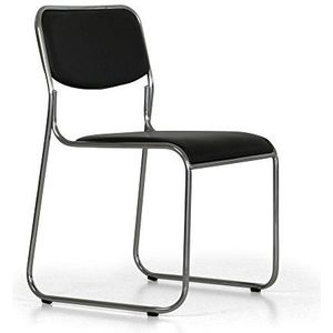 Italian Concept 132 stoelenset Mood, verchroomd metaal, kunstleer, polyurethaan, zwart, 51,5 x 43 x 78 cm, 5 stuks