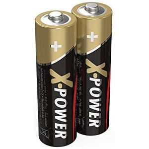 Ansmann X-Power Alkaline batterij Mignon AA LR6 Longlife alkalinebatterij voor extreem hoge stroombehoefte (2-pack), zwart, 2 stuks