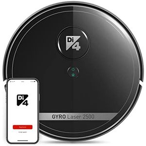 Di4 Gyro Laser 2500 robotstofzuiger 4in1, stofzuigen, vegen, schrobben en dweilen, App-bedienbaar Alexa en Google Home, 7 reinigings programma's, 2500PA, automatisch oplaadbaar, 90 min gebruikstijd.