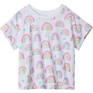 Hatley Geplooid Slouchy T-shirt voor meisjes, mooie regenbogen, 5 jaar