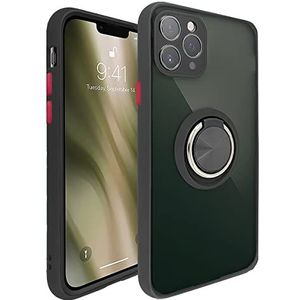 Luxmovil Smoked Ringhoes met magneet voor iPhone 12 Pro Max, militaire telefoonhoes met 360 graden rotatie, robuuste harde case, bumper, zwart