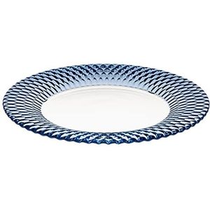 Villeroy en Boch - Boston col. Plaatbord blauw, filigraan vormgegeven, mooi gevormde platte borden met blauw accent, kristalglas