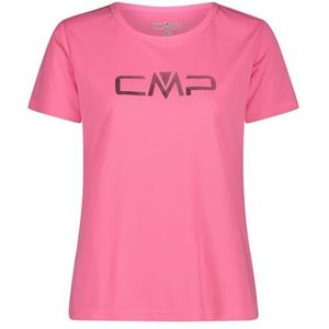 CMP T-shirt met ronde hals Dry Function met logo voor dames, art.39T5676P, Roze Fluo, 34 NL