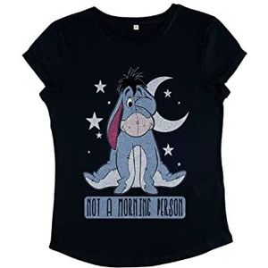 Disney Classics Women's Winnie The Pooh-Eeyore Not Morning Organic Roll Sleeve T-Shirt, Navy Blue, M, donkerblauw, M