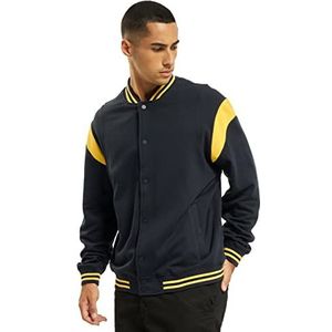 Urban Classics Heren Inset College Sweat Jacket Sweatjack, meerkleurig (Navy/Chrome Yellow 01242), S