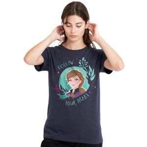 Frozen Follow Your Heart met Anna dames T-shirt, diep marineblauw, XX-Large, Diepe marine, XXL