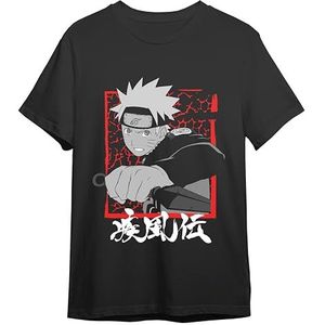 Comic Studio Naruto Shippuden T-shirt, officieel gelicentieerd artikel, Naruto Uzumaki V4, uniseks, zwart, XL, Zwart, XL