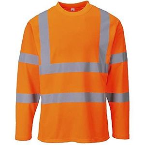 Portwest S278 Hi-Vis T-Shirt, Lang Mouw, Normaal, Oranje, Grootte XL