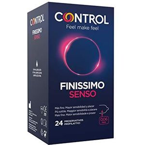 Control Finissimo Senso-condooms, doos met 24 condooms, fijne, hogere gevoeligheid, glijmiddel, veilige seks. Geniet van condooms met perfecte pasvorm voor een veilige relatie.