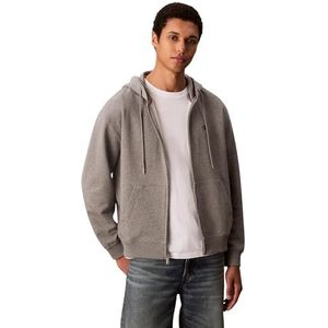 Calvin Klein Heren LS EU 350TERRY MONOGRAM FZ HOODI LV04RD240G Sweatshirts, Grijs (Med Grey Htr), XS, Grijs (Med Grey Htr), XS