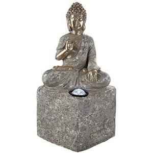 GILDE Deco LED-solar Boeddha figuur zittend - geschikt voor buiten - hoogte 46 cm