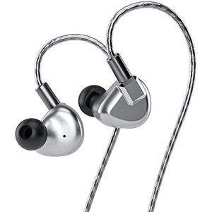 Letshuoer S12 in-ear oortelefoon14,8 mm vlakke magnetische driver in oormonitoren HiFi bedrade hoofdtelefoon met afneembare 2pin verzilverde monokristallijne kabel voor audiofiele muzikant (4,4 mm, zilver)