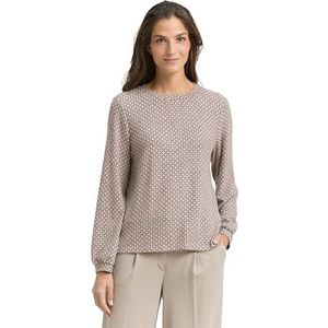 TOM TAILOR - Shirt - Lichtbruin - Lange Mouw - Ronde Hals