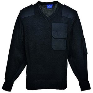 Nato - Sweater - Zwart - 100% Acryl, Polyester-Katoenen Schouder- en Elleboogstukken, UPF 50