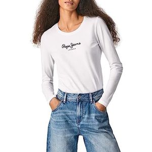 Pepe Jeans Dames T-shirt New Virginia Ls N, wit, XS