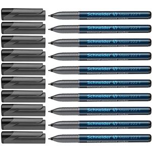 Schneider Maxx 222 F universele markers (permanent, cap-off-inkt, navulbaar, 0,7 mm) verpakking van 10 stuks zwart