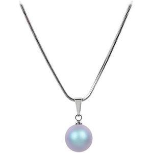 Levien Mooie parel Iridescent Light Blue Pearl halsketting SLE0297 merk, Standaard, Metaal, Geen edelsteen