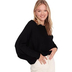 Trendyol Dames boothals effen normale trui sweatshirt, Zwart, M