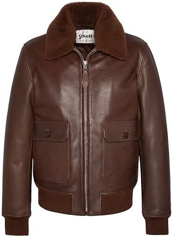 SCHOTT - Pilotenjack - Kastanje Kleur - Schapenleer