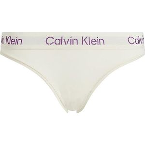 Calvin Klein Bikini Slipje voor dames, Bone Wit/Zonsondergang Paars Logo, XS