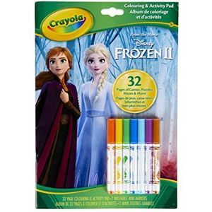 CRAYOLA - Disney Frozen Activiteitenboek, 32 Pagina's om in te Kleuren en 7 Wasbare Stiften, 04-5900G