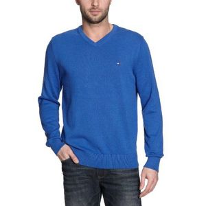 Tommy Hilfiger - Gebreide trui met lange mouwen met V-hals voor heren, kleur Vence Blue 422, maat 50