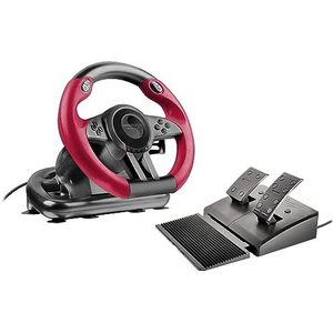 Speedlink TRAILBLAZER Racing Wheel - Gaming stuurwiel voor PS3/PS4, Xbox Series X/S/One, Nintendo Switch en pc, schakelpeddels en versnellingspook, verstelbare pedalen, zwart-rood