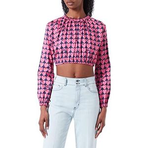 Love Moschino Dames Cropped Blouse, Blue Fuchsia, 38, blauw Fuchsia