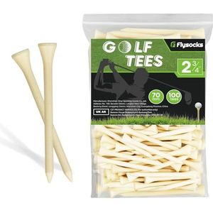 Flysocks Golf Tees Professionele Natuurlijke Bamboe/Hout Golf Tees Pack van 100, Golf Tees 3 1/4 ""& 2 3/4"", Hoge Golf Tees Bulk Verminderen Side Spin en Wrijving