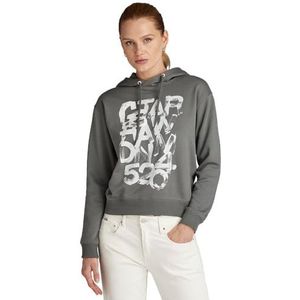 G-Star RAW - Hoodie - Grijs - Katoen - Grafische Print