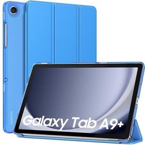 MoKo Case Fits Samsung Galaxy Tab A9+/A9 Plus 11 inch 2023, Tri-Fold Stand Shell Cover with Translucent Frosted Back for Samsung Galaxy Tab A9 Plus Tablet (SM-X210/X216/X218), Blue Wave
