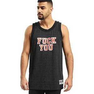 Mister Tee Heren Fuckyou Basketball Top Tanktop, zwart/wit, XXL