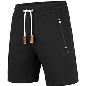 Mount Swiss Korte vrijetijdsbroek voor heren Liam I korte sweatpants heren met zakken - 2 zij- en 1 achterzak elk met ritssluiting I sportshorts heren in klassieke kleuren, zwart, XL