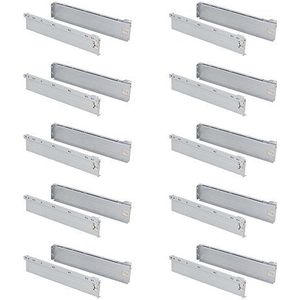 EMUCA 3041125 Set met 10 lades en zijrails van metaal/wielen met wielen, 86 x 400 mm, gelakt staal en aluminium