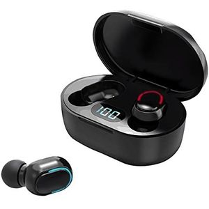 YUMMIN Bluetooth hoofdtelefoon, 48 uur speeltijd, USB-C oplaadbox, snel opladen, Bluetooth 5.3, IPX4 waterdicht, touch-sensoren, in-ear, diepe bas, ingebouwde microfoon, draadloos, zwart