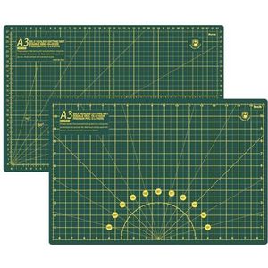 Headley Tools Zelfherstellende snijmat, duurzame roterende snijmat, dubbelzijdige 5-laags gerasterde A3-snijplank voor knutselen, stof, quilten, naaien, scrapbooking project, groen