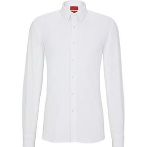 HUGO Elisha02 Extra slim fit overhemd voor heren, van functionele stretch-jersey, Open White199, 45