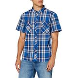 Brandit ROADSTAR Shirt korte mouwen vrije tijd overhemd geruit heren houten case geruit, blauw-wit, M