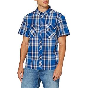 Brandit ROADSTAR Shirt korte mouwen vrije tijd overhemd geruit heren houten case geruit, blauw-wit, 5XL